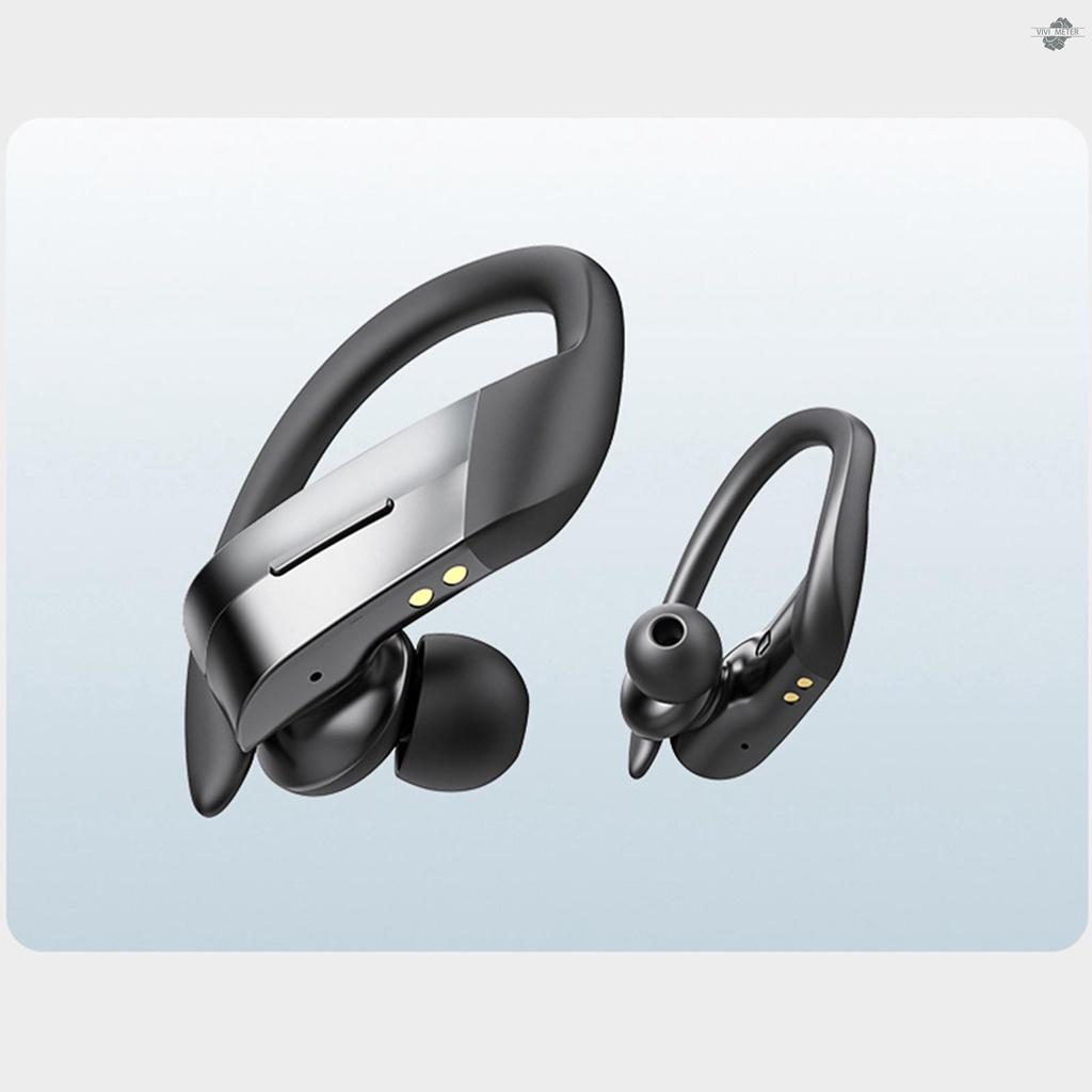 Wireless Headset Bluetooth 5.0 300mAh Sport Ear Hook Earphones with Mic Digital Display Music Earbuds for Phones