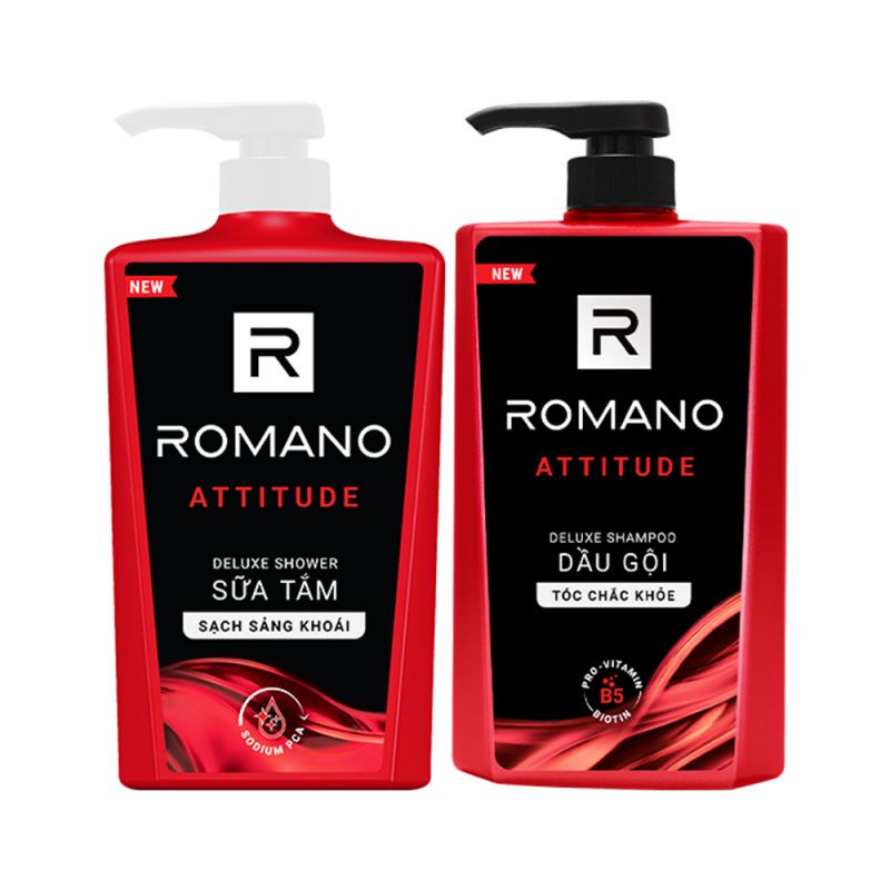 Combo Dầu gội và Sữa tắm cao cấp Romano Attitude 650g/chai