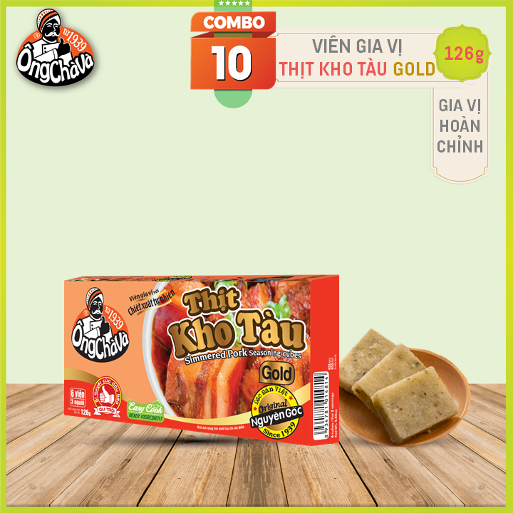 Combo 10 Hộp Viên Gia Vị Thịt Kho Tàu Ông Chà Và 126gr (Simmered Pork Seasoning Cubes)