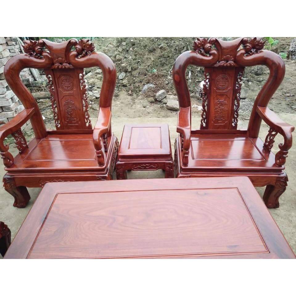 Bộ bàn ghế gỗ phòng khách minh quốc đào gỗ hương vân