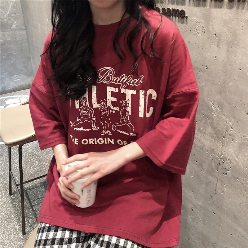 [ Có Ảnh Thật ] Áo thun unisex tay lỡ form rộng - Phông Athletic