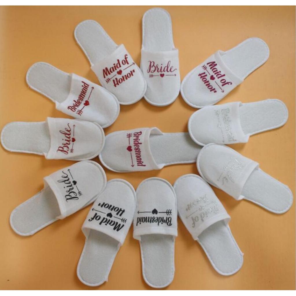 4 Pairs Wedding Party Slippers Gold