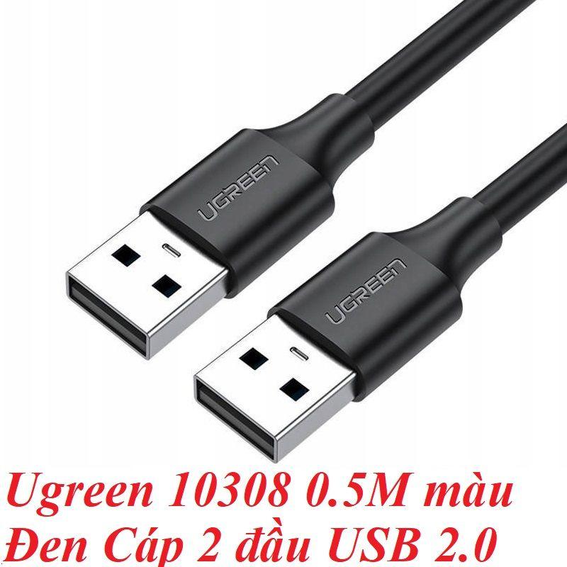 Ugreen UG10308US102TK 0.5M màu Đen Cáp 2 đầu USB 2.0 vỏ nhựa PVC - HÀNG CHÍNH HÃNG