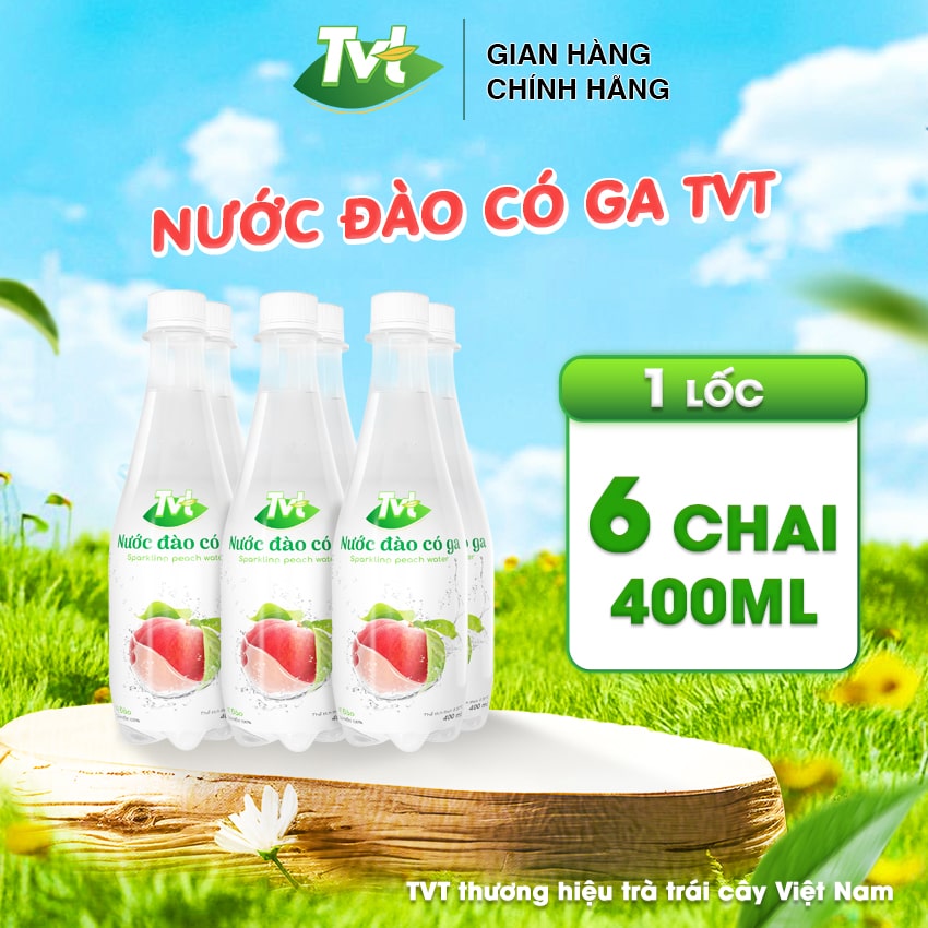 Nước Đào có ga TVT Tươi mát và sảng khoái, từ nước cốt đào và đường mía tự nhiên