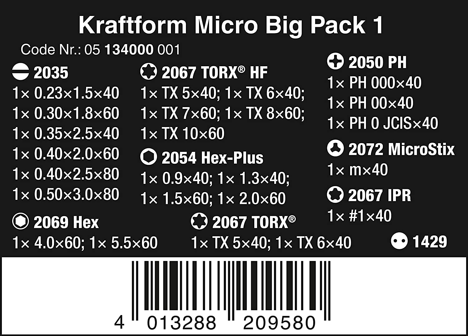 Bộ tua vít điện tử 25 cái Kraftform Micro Big Pack 1 Screwdriver set for electronic applications Wera 05134000001