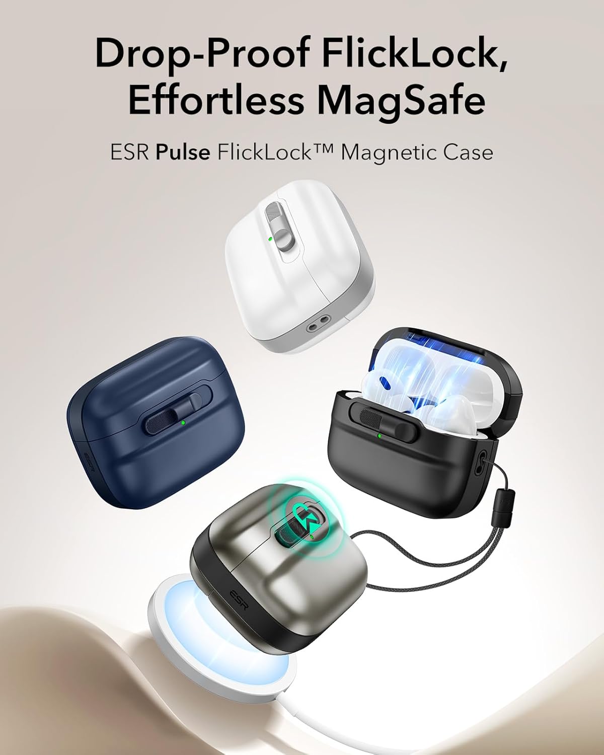 Bao Case cho AirPods Pro 2 (2023/2022/2019) ESR Pulse FlickLock Case with HaloLock – Hàng Chính Hãng
