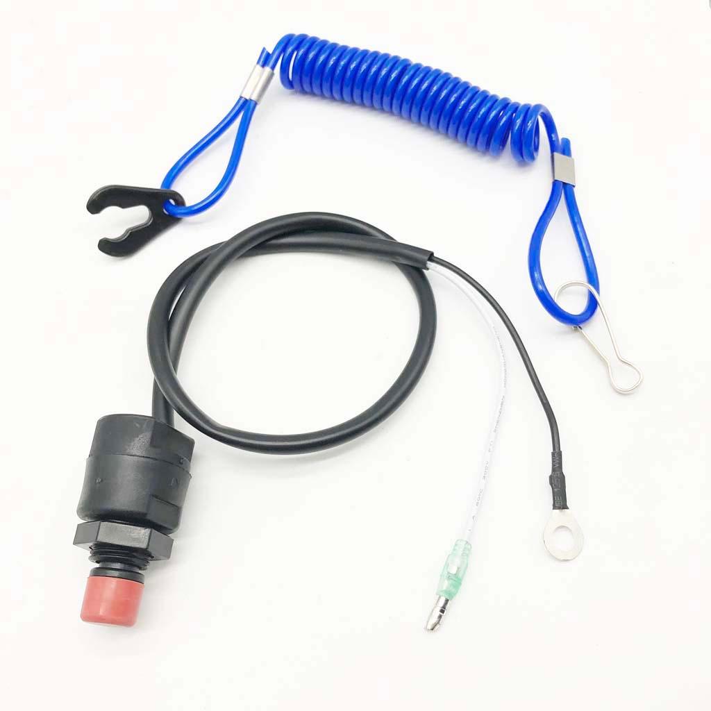 2Pcs Boat Motor Kill Stop Switch & Safety Tether Lanyard for  12V