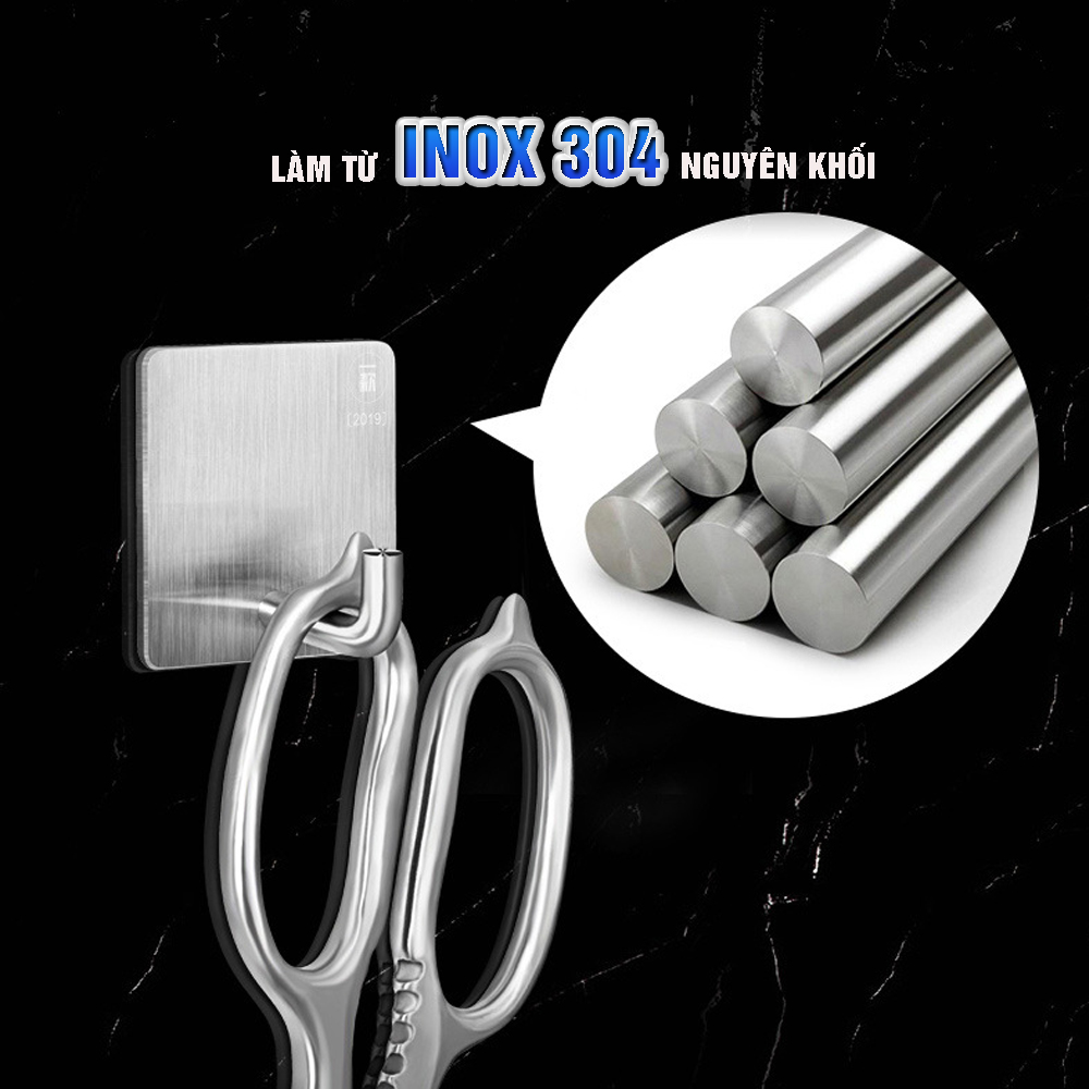 Combo 4 móc treo loại A, Inox 304, SUS304 dùng miếng dính dán tường không cần khoan, xắp xếp treo đồ đạc gọn gàng, tiết kiệm không gian, đồ dùng gia đình, Dan House 311-A4