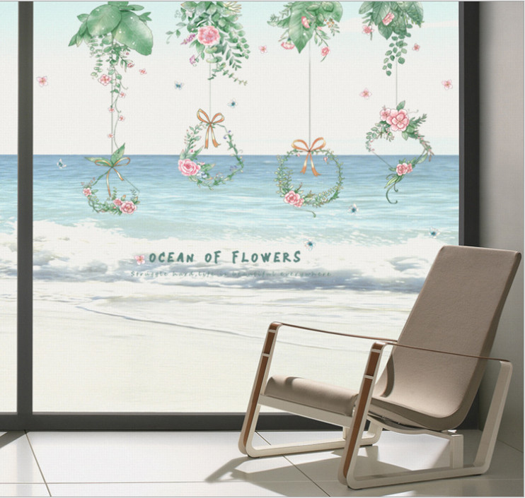 Decal dán tường Giàn hoa - Ocean of flowers trang trí nhà cửa đẹp (86 x 130 cm)