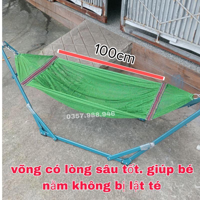 Võng lưới cán thép cho bé, đầu cán thép 40cm chất vải dày rộng phù hợp với khung em bé