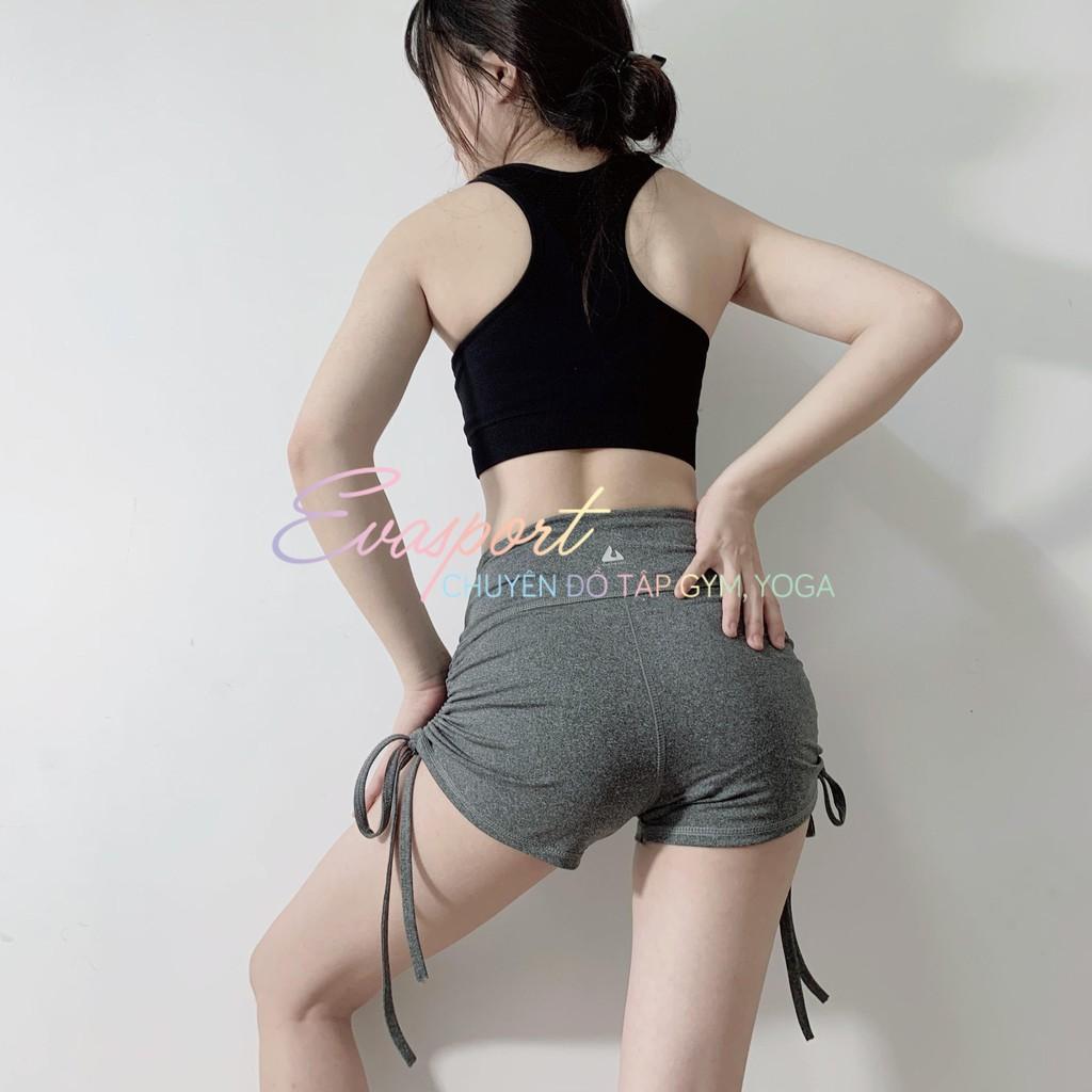 Quần Đùi Dây Rút Tập Gym Yoga Cap Cao Vải Cao Cấp Co Giãn Tốt Mặc Ôm Dáng Nâng Môn