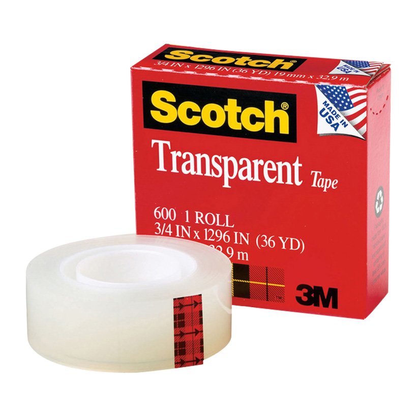 Băng keo Scotch Transparent Tape 600 19mmx32,9m (Lốc 4 cuộn)