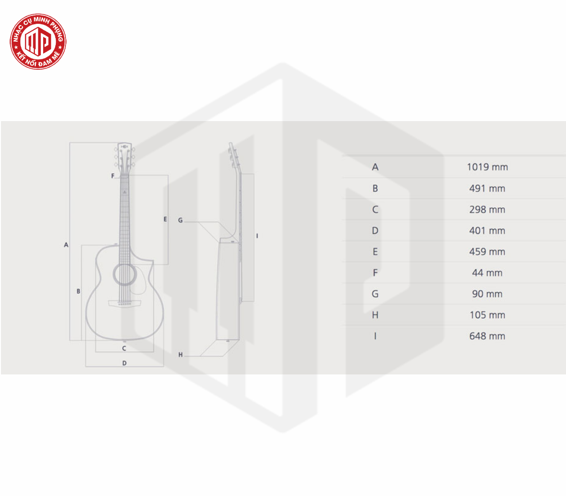 Đàn Guitar Acoustic Hex F120CEM - Hàng chính hãng