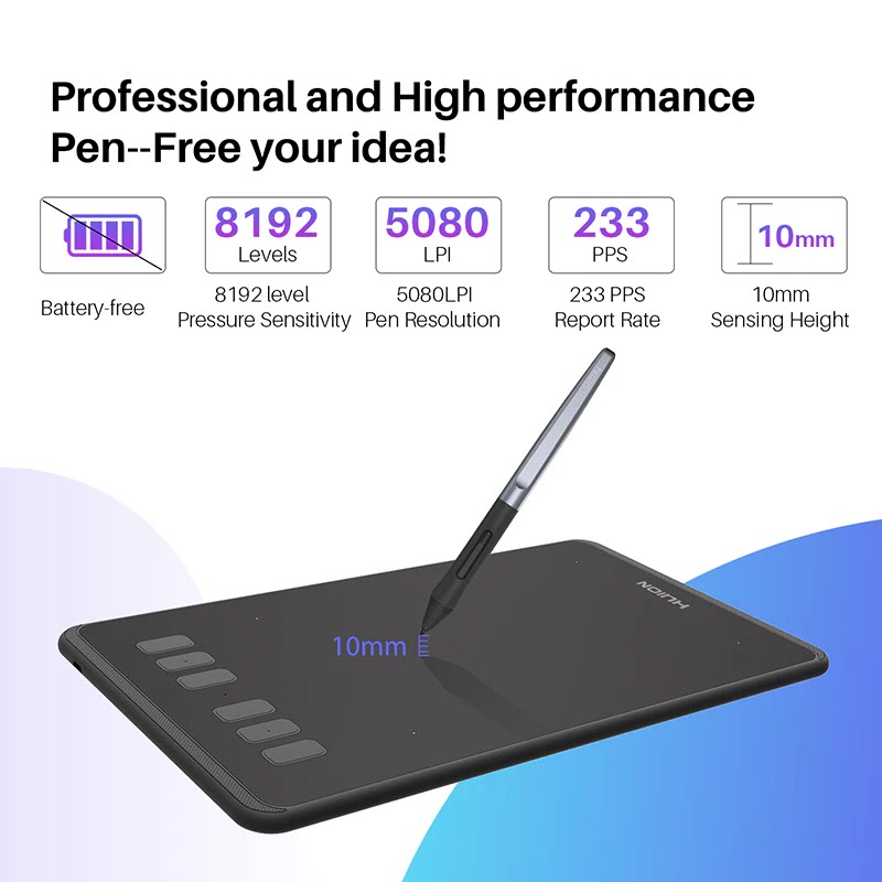 Bảng Vẽ Thiết Kế Đồ Họa Chuyên Nghiệp Huion H640P Hỗ Trợ Đa Nền Tảng PC,Laptop,Smartphone chạy cả trên Windows/Mac lẫn Điện Thoại Android - Hàng Chính Hãng. HUION Inspiroy H640P Drawing Tablets Graphics Pen Tablet with 8192 Pressure Levels Hàng Nhập Khẩu