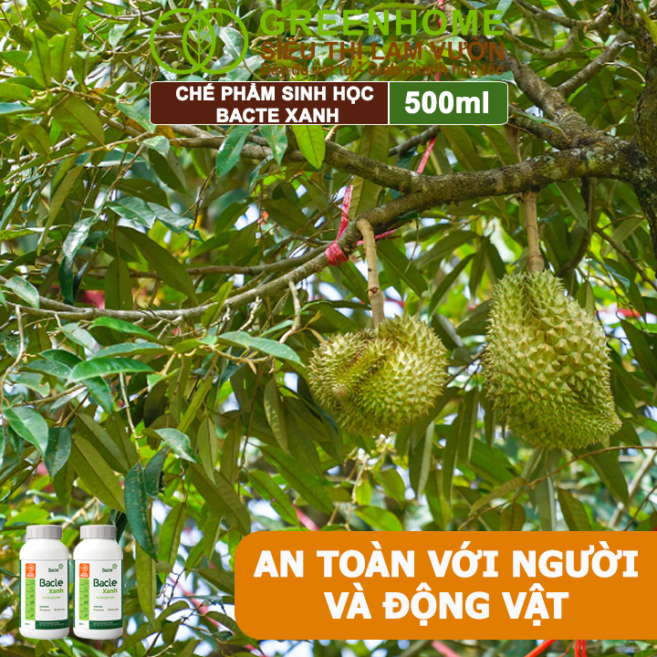 Chế Phẩm Sinh Học Bacte Xanh, Greenhome,Chai 500ml,Ngăn Ngừa Sương Mai, Phấn Trắng,Tốt Cho Cây Trồng