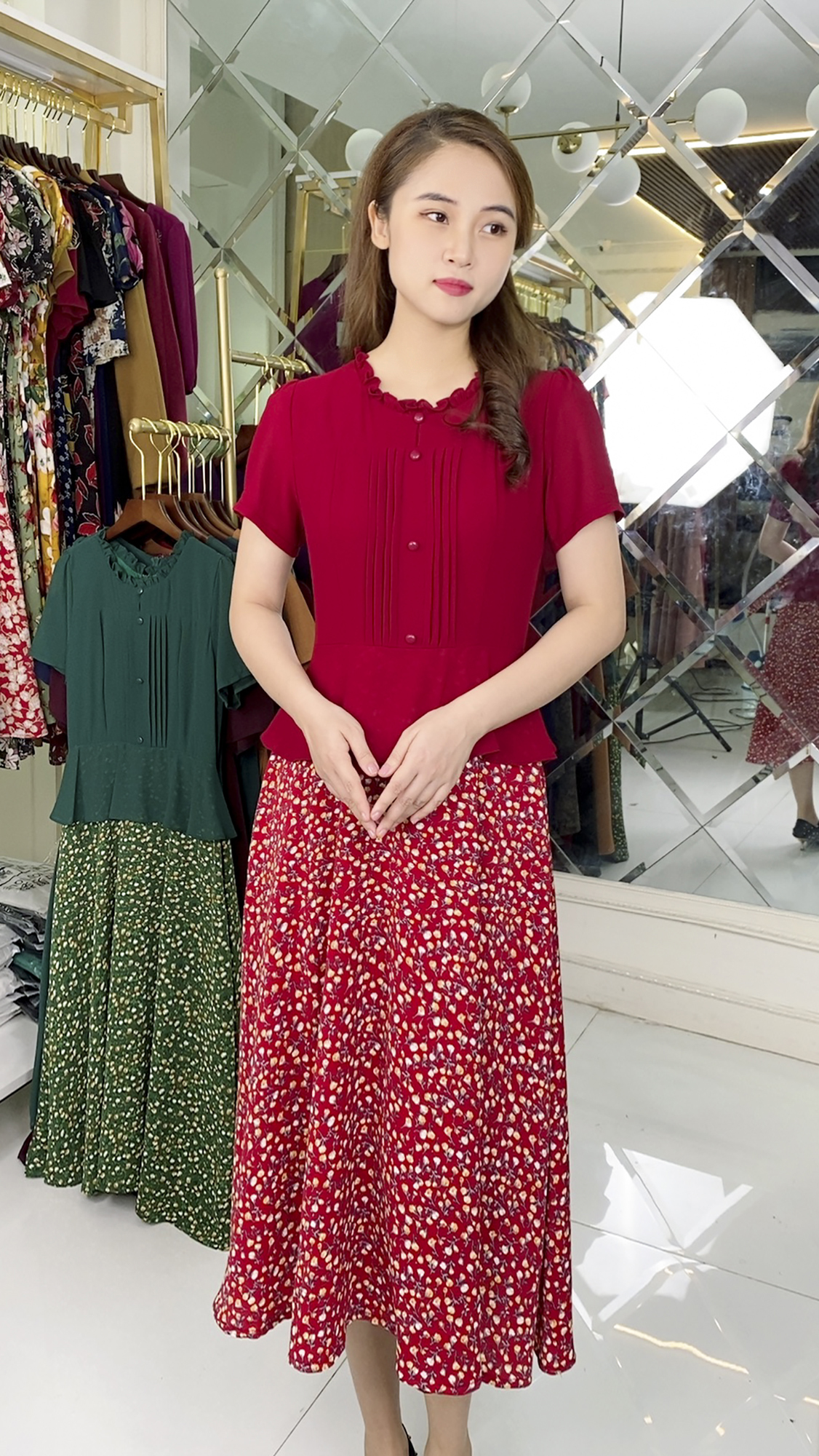 Đầm Quý Bà Sang Trọng [ Linh Trà ] (TM 485) Cao Cấp Vải Voan Chiffon Bigsize Thoải Mái Quý Phái Đa Dụng Cho Tuổi Trung Niên
