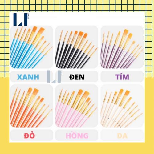 Bộ cọ màu nước, màu acrylic, goauche - Set cọ vẽ chuyên dùng vẽ tranh, tô tranh số hóa nhiều kích cỡ