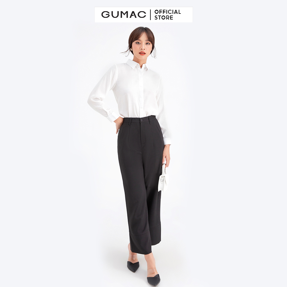 Quần tây nữ xếp ly ống rộng GUMAC QB663