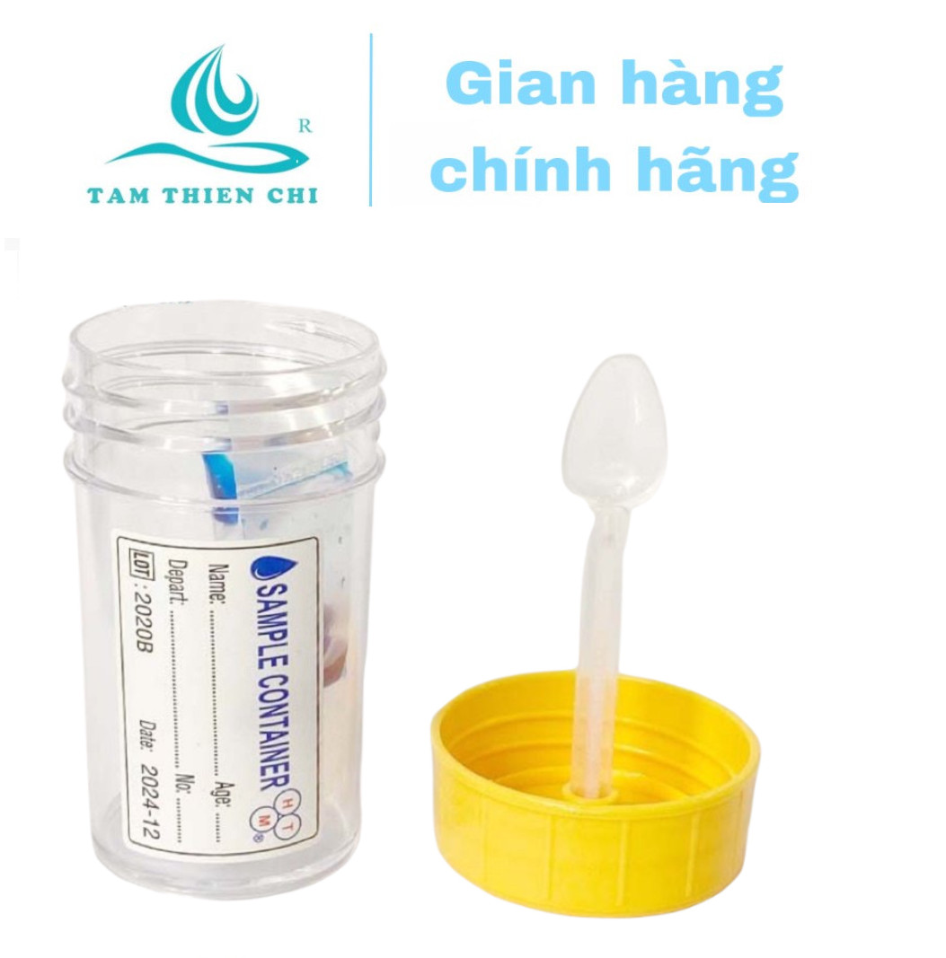 Lọ đựng mẫu nắp màu vàng có chất bảo quản có muỗng 50ml HTM túi 10 cái