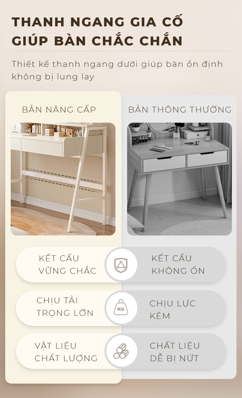 Bàn trang điểm kèm gương đèn LED thông minh thương hiệu IGA - GM175