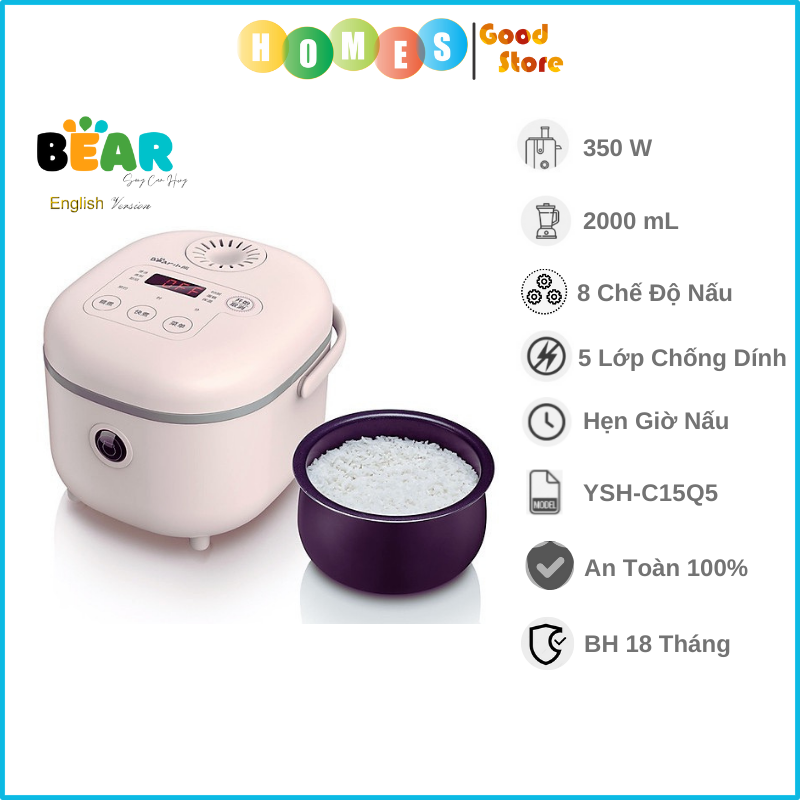 Nồi Cơm Cao Tần, Nồi Cơm Điện Thông Minh BEAR SB-NC16L Dung Tích 1.6 Lít Công Suất 400 W - Hàng Chính Hãng