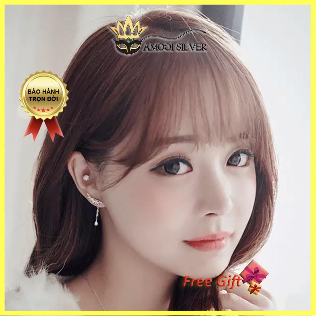 Bông tai bạc S925 vành đôi cánh - Amooi Silver AB74