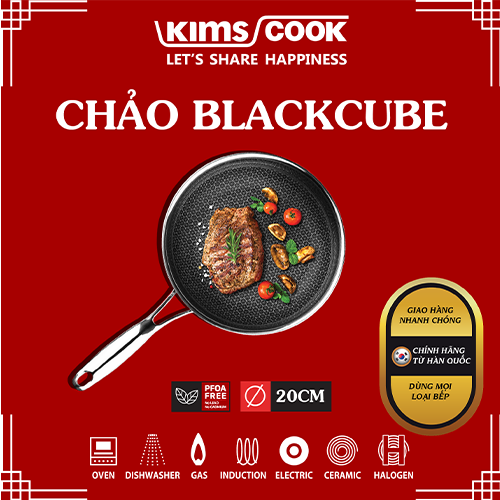 [GIÁ SỐC] CHẢO KHẮC VÂN BLACK CUBE Kims Cook B120C - Chống dính và trầy xước - Chất lượng cao - Dùng cho mọi loại bếp