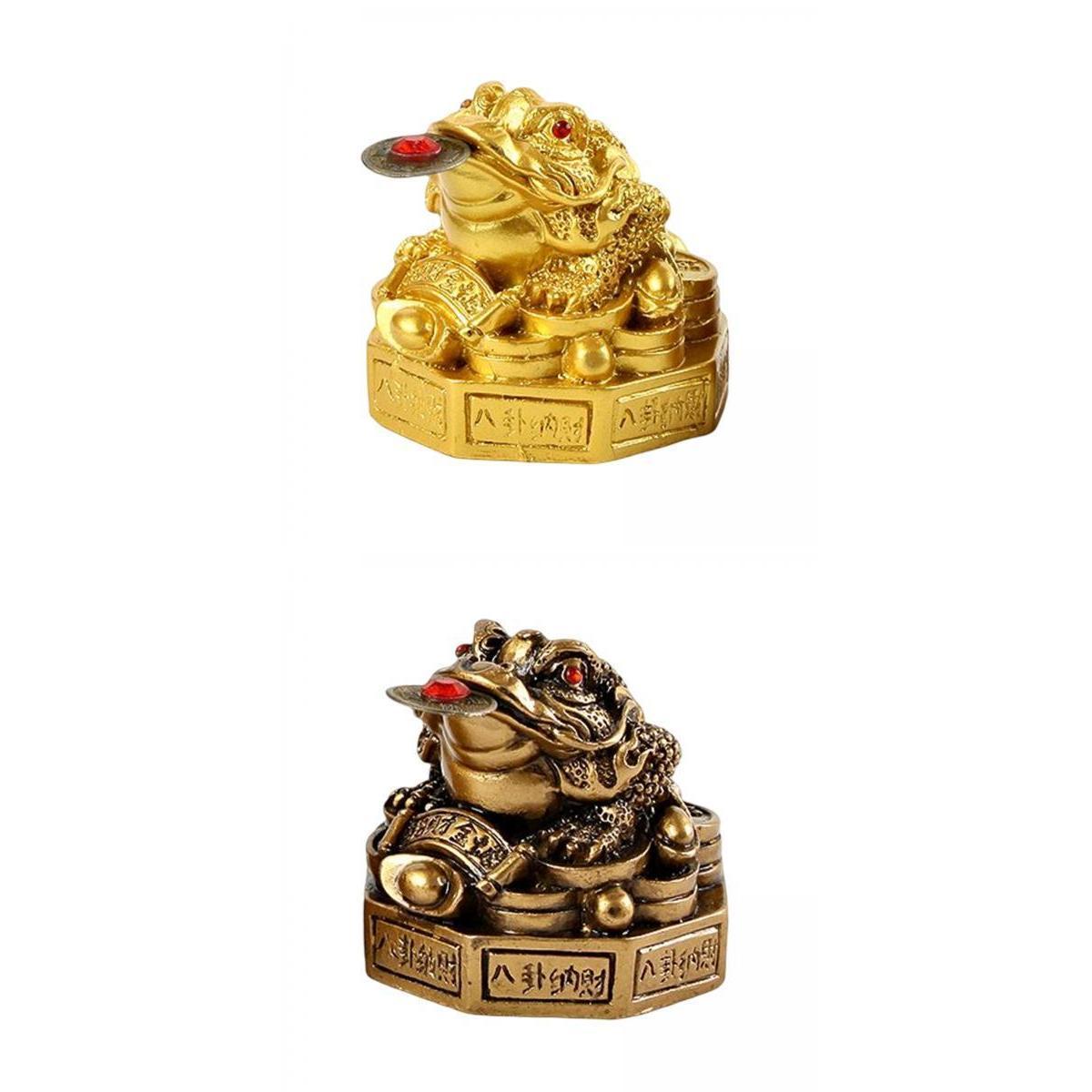 2Pcs Lucky Charm Wealth Frog Lucky Money Frogs for Tabletop Gifts Decor