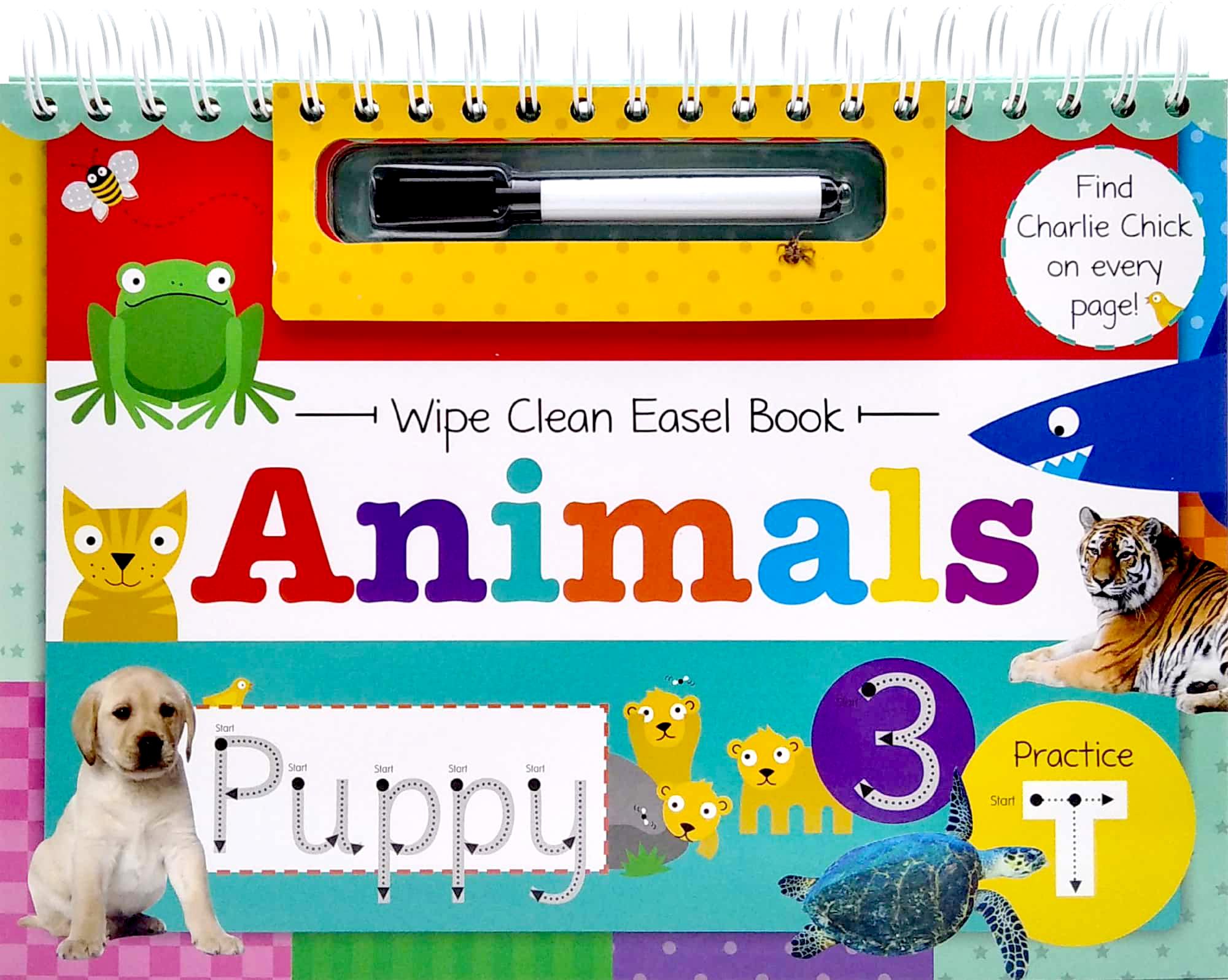 Wipe Clean Easel Book With Pen - Animals