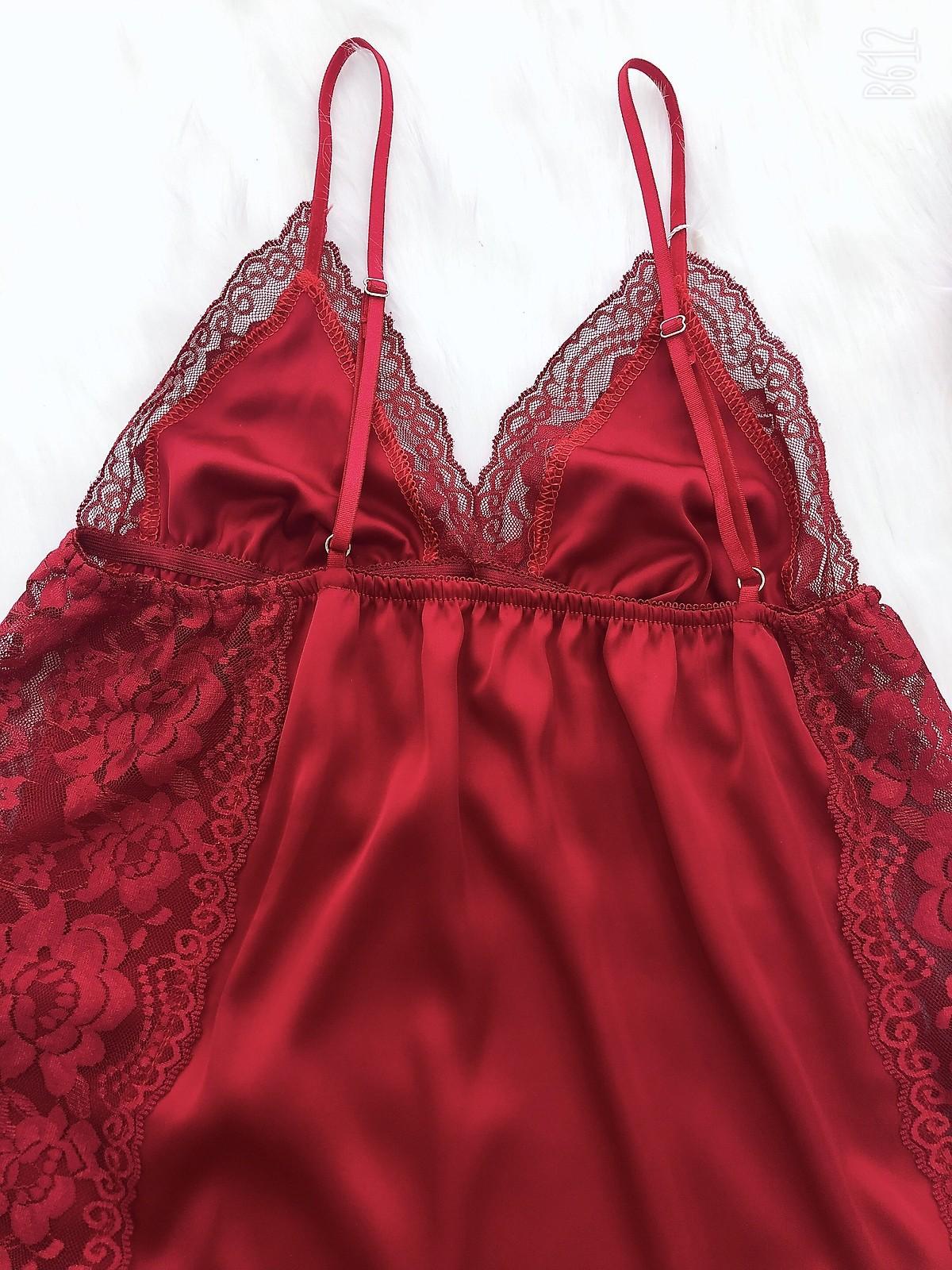 Váy ngủ lụa 2 dây phối ren hông sexy Hantu-WH đủ màu đủ size