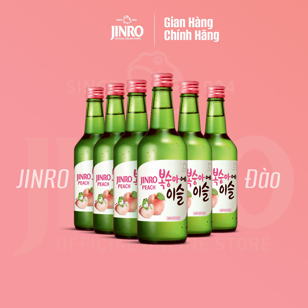 Soju Hàn Quốc JINRO VỊ ĐÀO 360ml - Combo 6 chai
