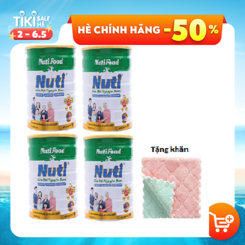 COMBO 04 hộp Sữa bột Nguyên kem Nutifood giành cho cả gia đình-> Tặng ngay khăn đang năng mềm mịn