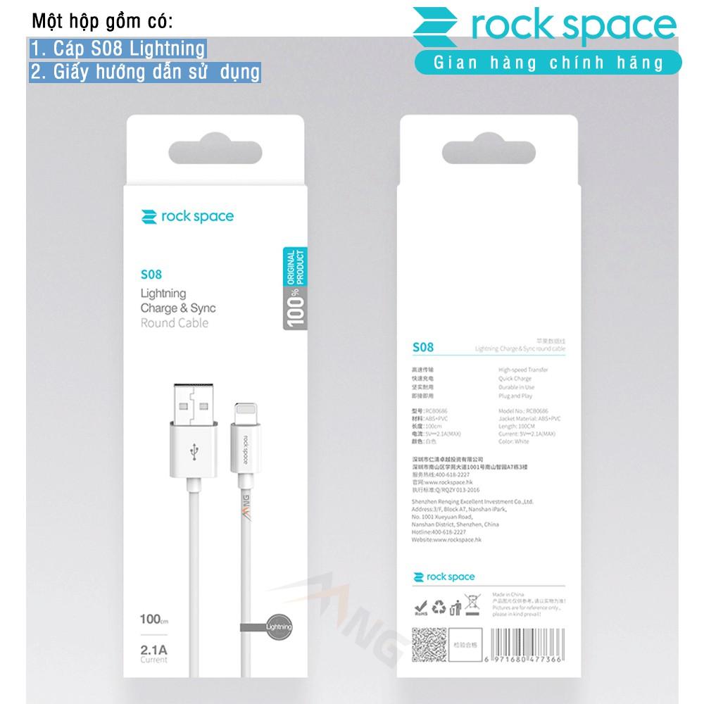 Dây cáp sạc nhanh Rock space S08 dành cho Iphone, sạc nhanh, ổn định, không nóng máy, 1M - Hàng chính hãng