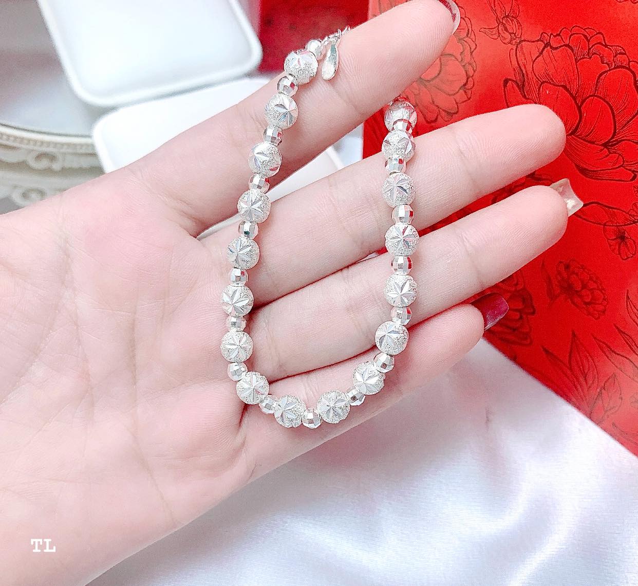 Lắc tay nữ bi bạc thời trang chất liệu bạc MS195