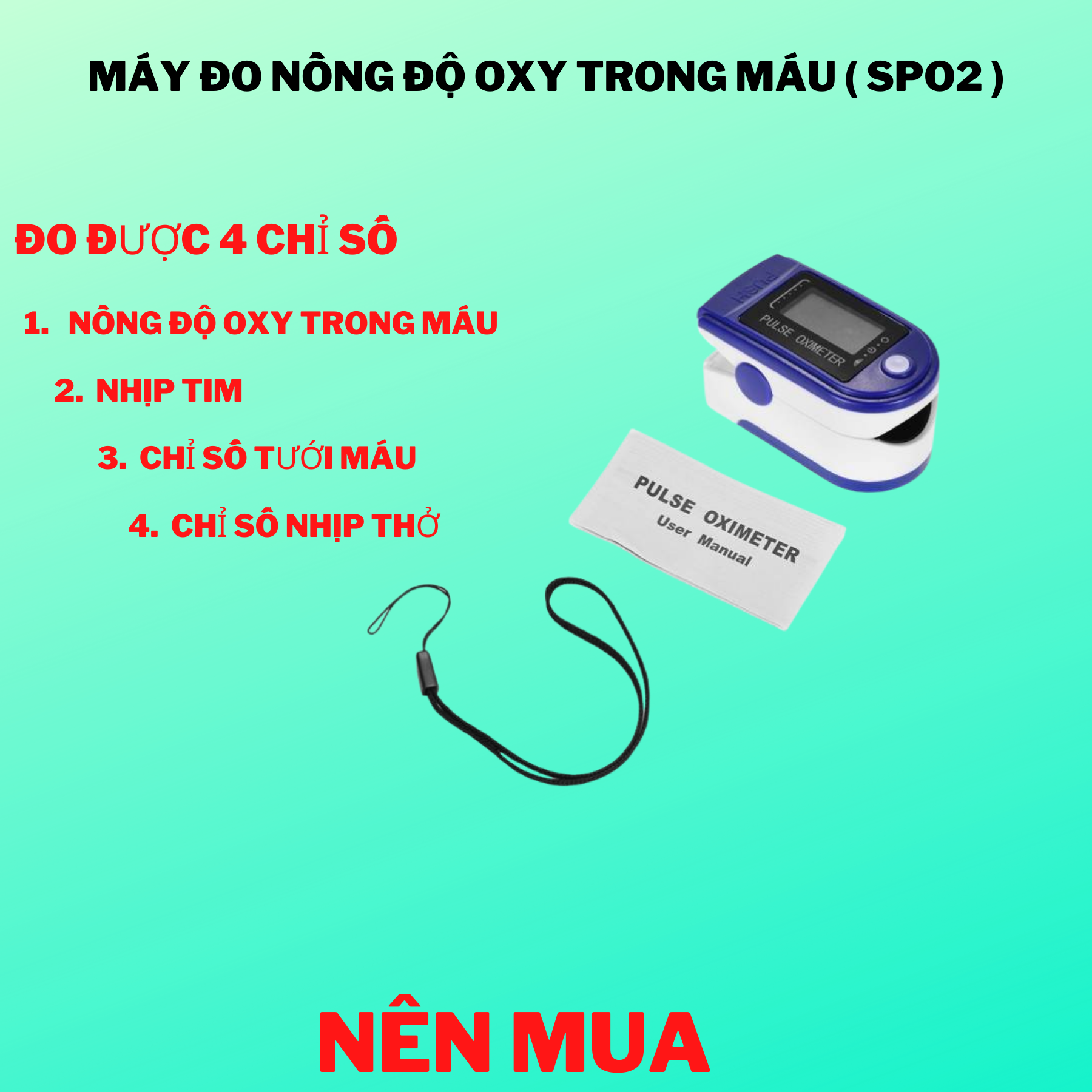 Máy đo nồng độ oxy trong máu có đen led