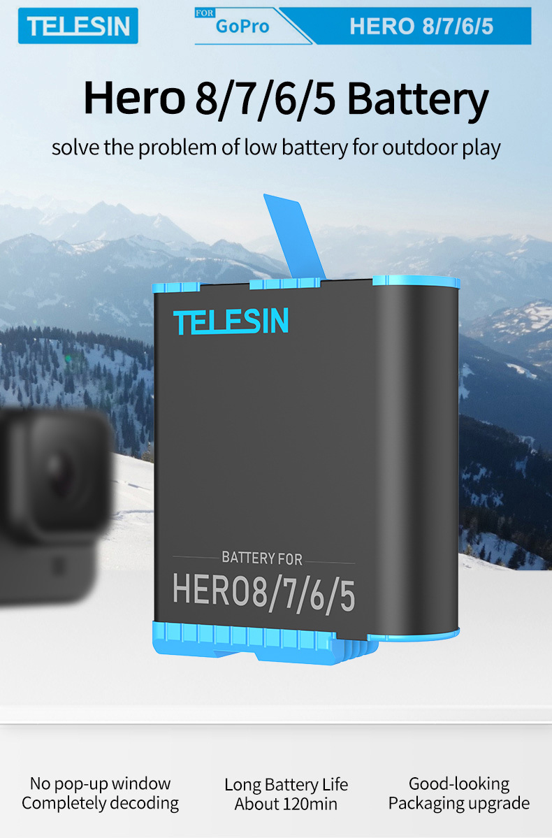 Pin Telesin cho máy quay hành động GoPro Hero 8/7/6/5