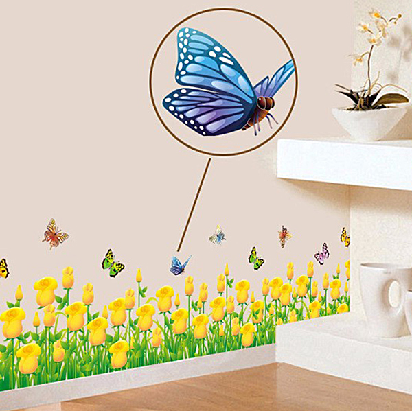 Decal Dán Tường Chân Tường Hoa Tulip Vàng Binbin CT16 (135 x 30 cm)