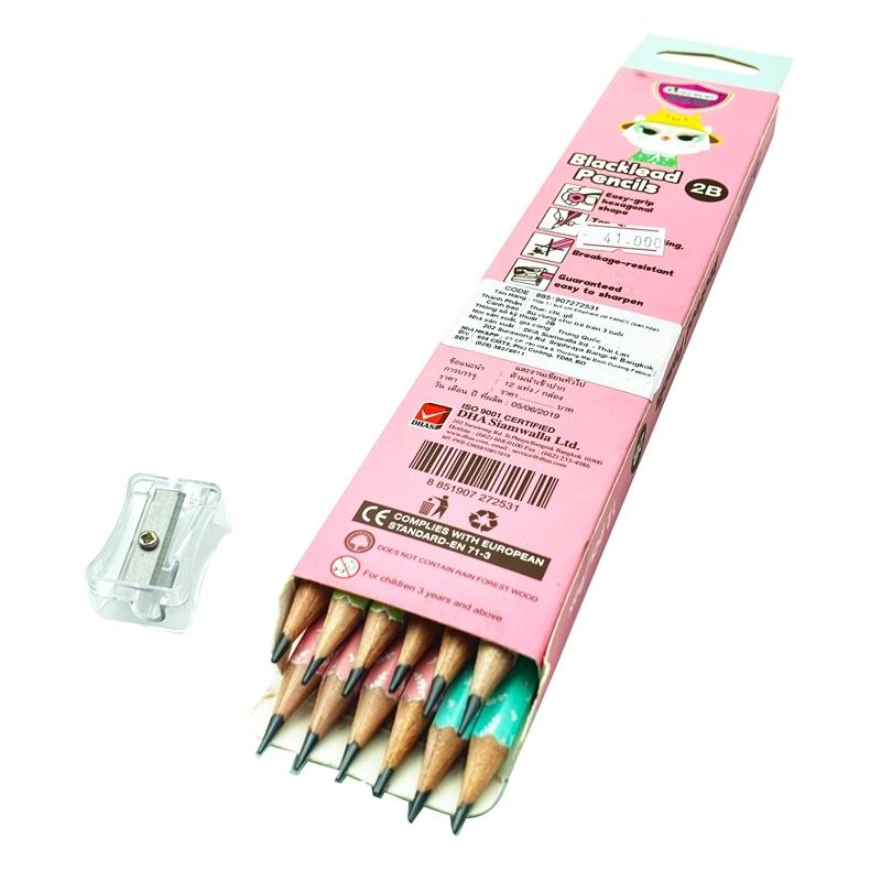 Hộp 12 Bút Chì Gỗ 2B Blacklead Pencil + Chuốt Chì - Masterart Happy Life