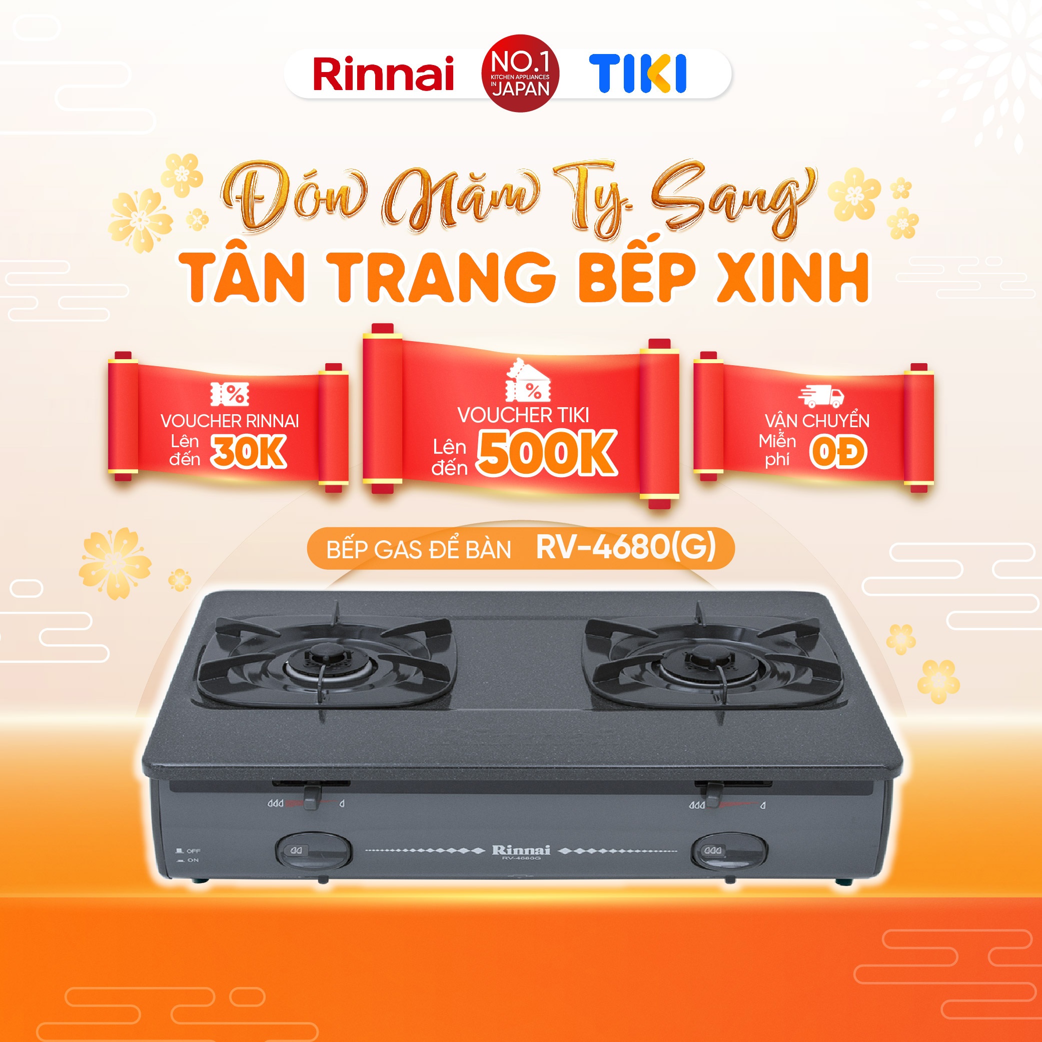 Bếp gas dương Rinnai RV-660(G) mặt bếp men và kiềng bếp men - Hàng chính hãng.