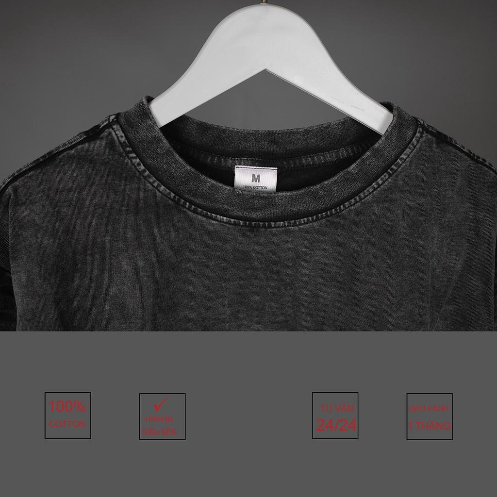Áo thun nam nữ METALIC loang đen tay lỡ chất liệu cotton 100% cao cấp dáng unisex