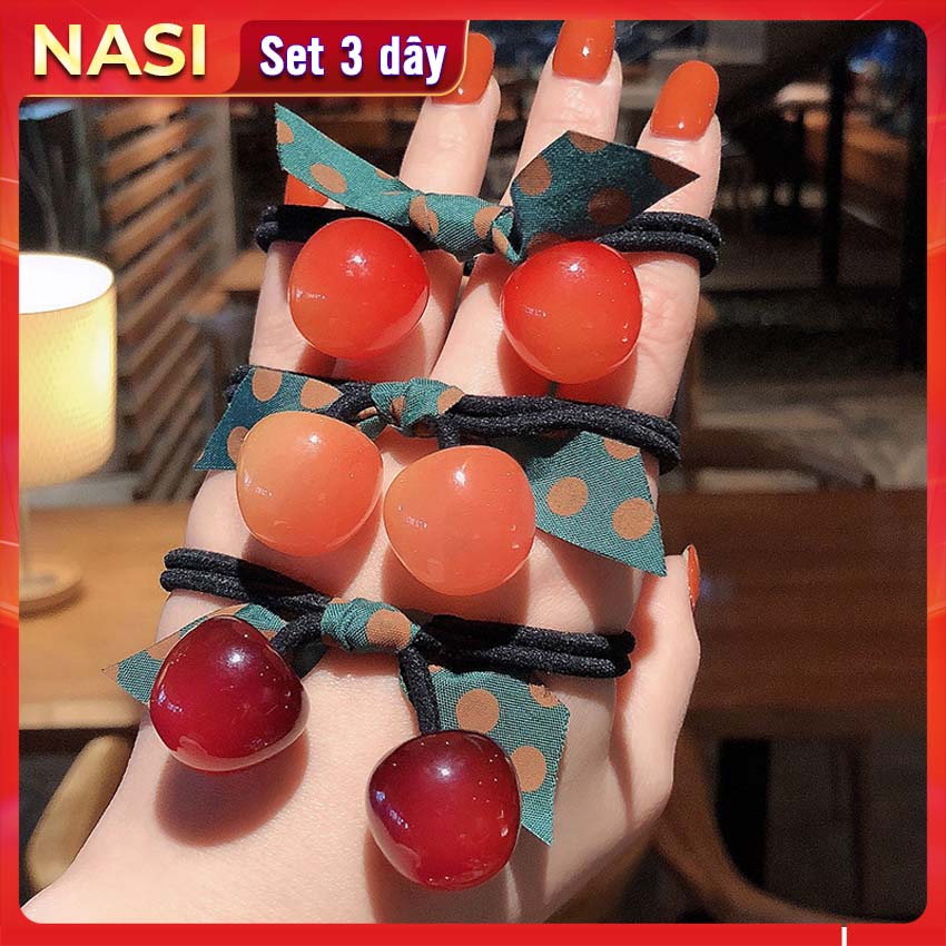 Dây buộc tóc nữ Cherry NASI dễ thương phong cách hàn quốc thun cột tóc nữ co giãn tốt phụ kiện tóc