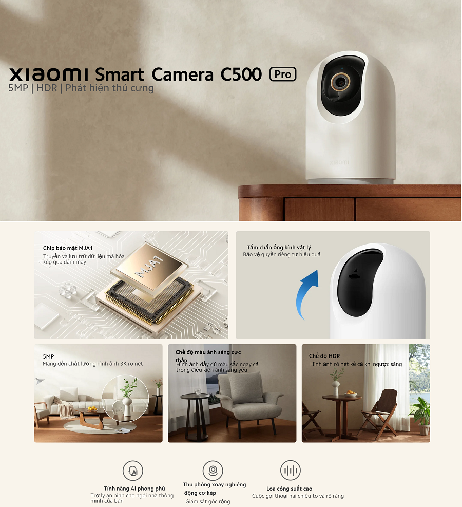 Camera Quan Sát Xiaomi Smart Camera C500 Pro – Hàng Chính Hãng