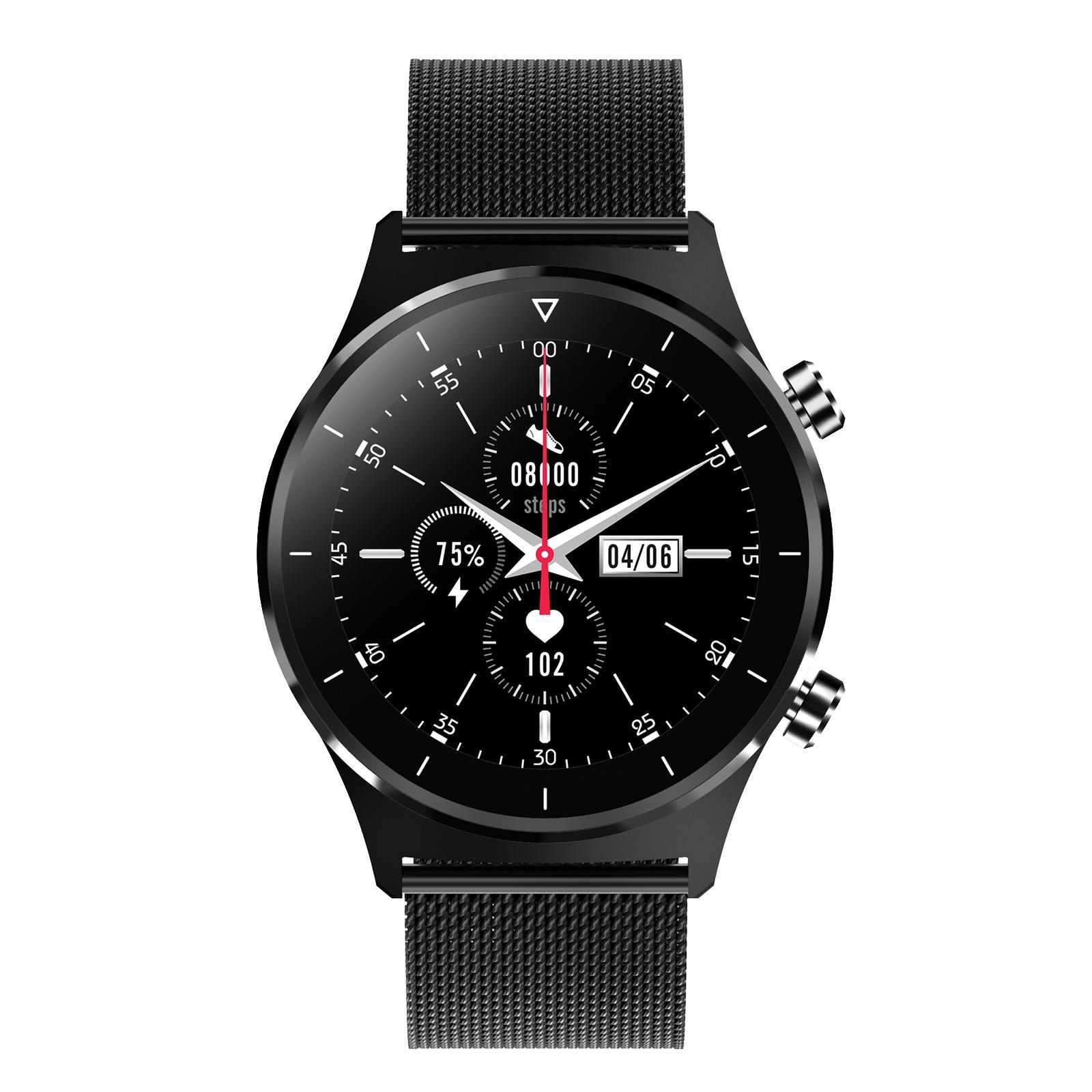 E13 1.28inch Round Fashion Bluetooth 5.0 Smart Watch Pedometer Waterproof Black