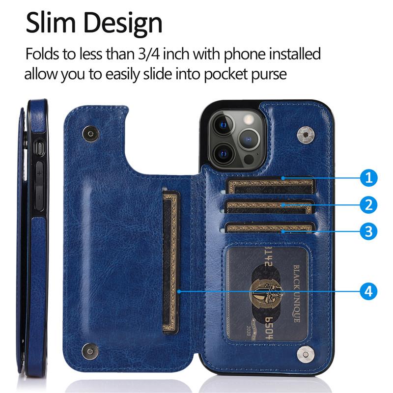 Bao Da Nắp Gập Có Ngăn Đựng Thẻ Cho Iphone 6 6s 7 8 Se2 11 Pro Max Plus