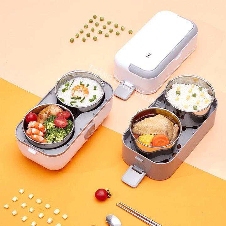 Hộp Cơm Cắm Điện LUNCHBOX - Hộp Cơm Văn Phòng 2 Tầng 4 Bát Inox, Nấu Chín, Hâm Nóng Và Giữ Nhiệt Tốt