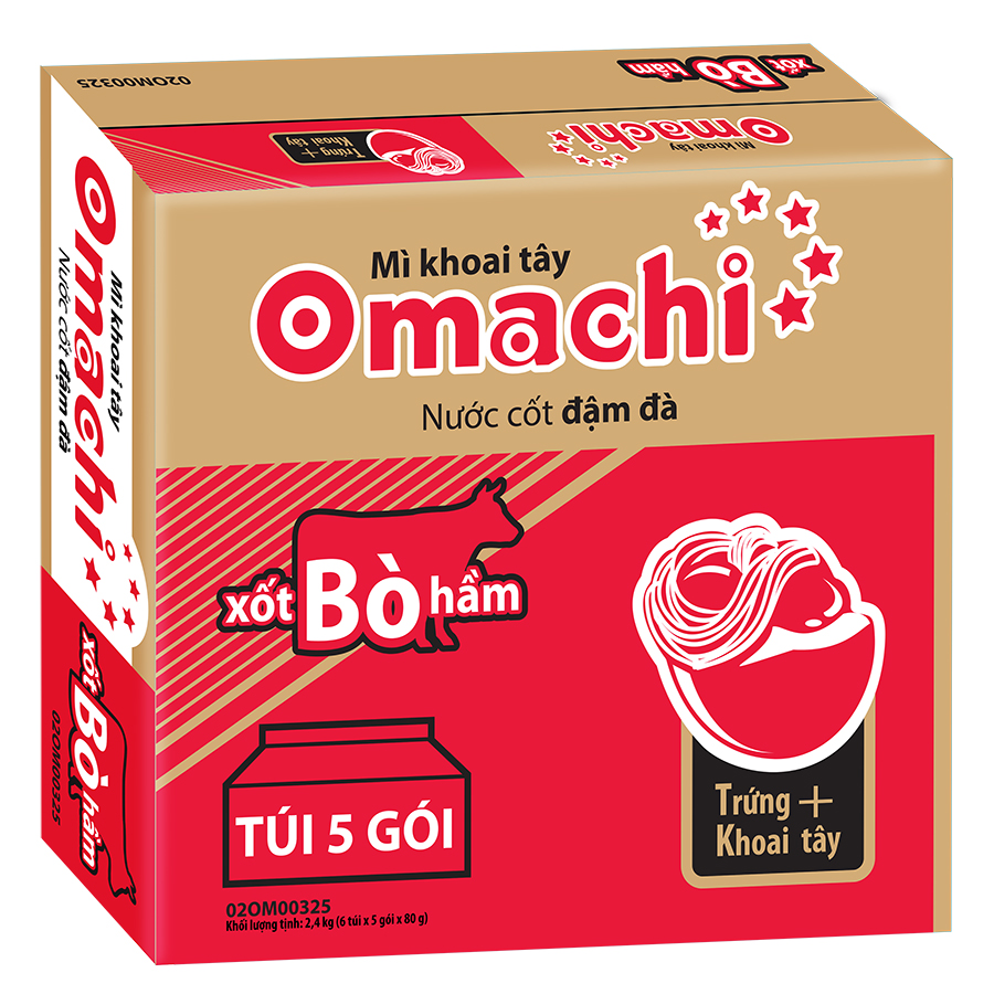 Thùng 30 Gói Mì Omachi Xốt Bò Hầm (80gr/Gói)