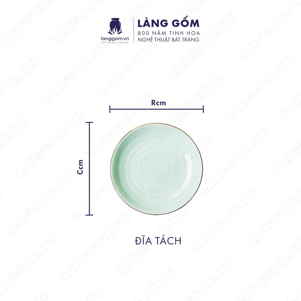 Bộ ấm chén phú quý men xanh miệng tròn - Gốm sứ Bát Tràng - LÀNG GỐM