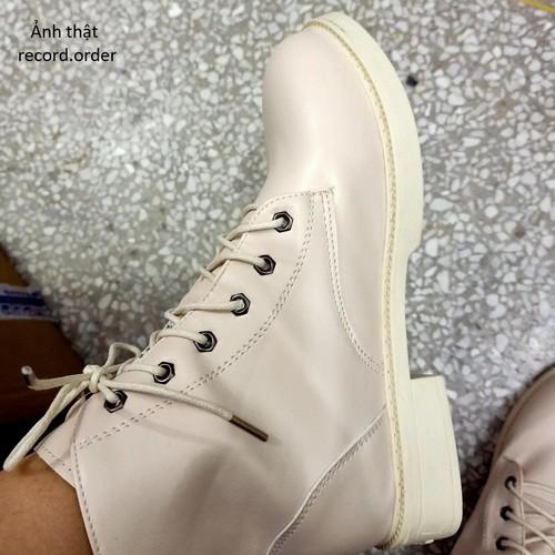 Giày boots ulzzang cao cổ màu be và đen cao 3cm có lót lông