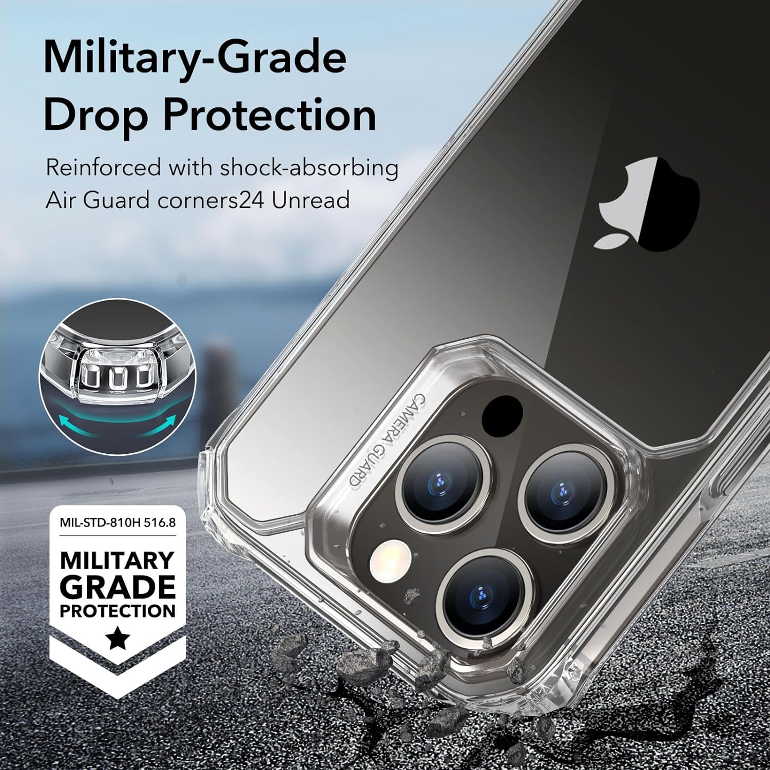 Ốp ESR cho iPhone 15 Pro Max, Bảo vệ cấp quân sự, Góc chống sốc, Mặt sau acrylic chống ố vàng, Ốp lưng cho iPhone 15 Pro Max, ESR Air Armor Trong suốt - Hàng Chính Hãng