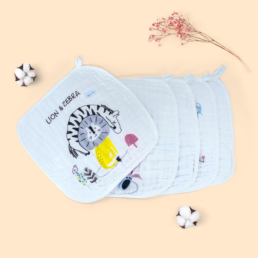 Khăn Sữa Goodmama 6 Lớp MUSLIN - SET 5 Khăn 30x30cm